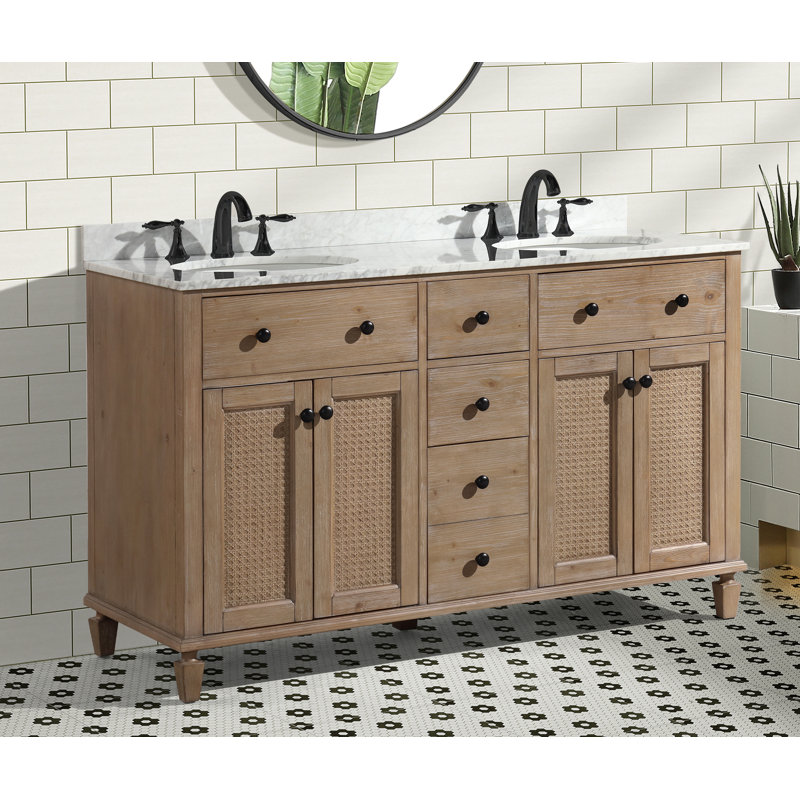 Bay Isle Home Malge 55'' Double Bathroom Vanity with Marble Top Wayfair